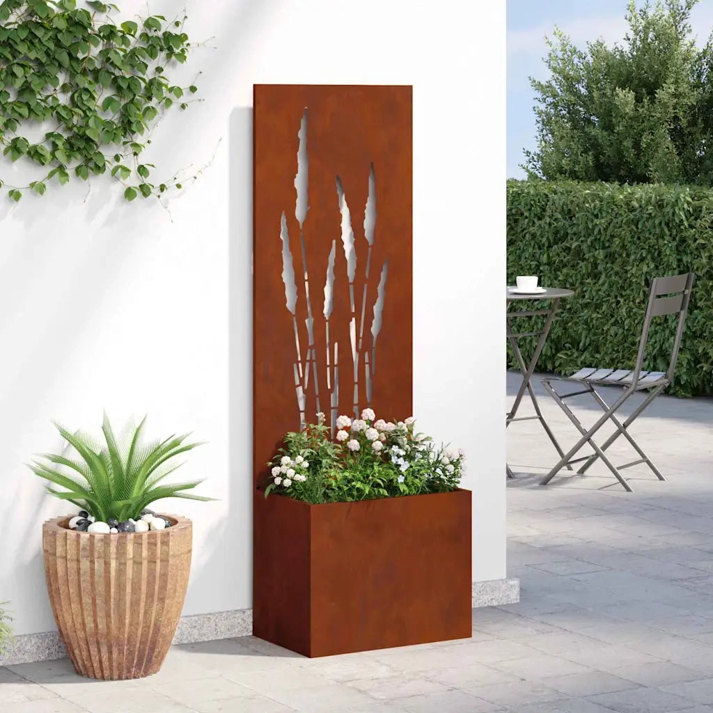 vidaXL Vaso da Giardino con Pannello Decorativo Ruggine 50 x 140 cm