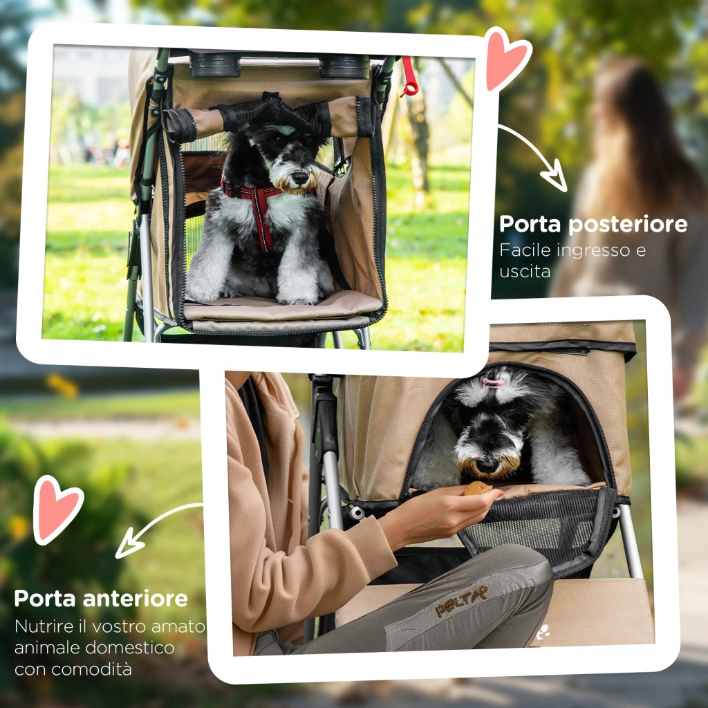 Cestino per Cani Pieghevole con Portabicchiere ¨C zephmum ¨C Caff¨¨ 77x45x99.5 cm