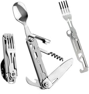 Set di cucito 5-in-1 portatile - Set di cucito in acciaio inossidabile - Ripiegabile - Servizio per campeggio - Sacchetto con cordoncino - Peso ridotto 120,5 g - Servizio per campeggio