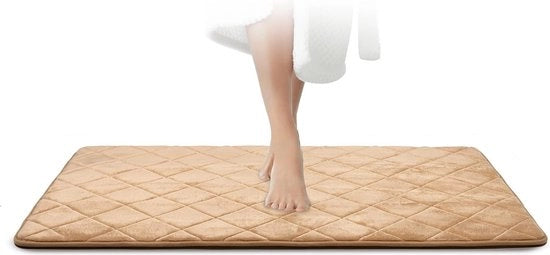 Tappeto bagno, beige, mattonella bagno facile da pulire, schiuma leggera, mattonella bagno estremamente assorbente, antiscivolo, tappeto bagno lavabile, bagno, mattonella doccia, 70 x 120 cm