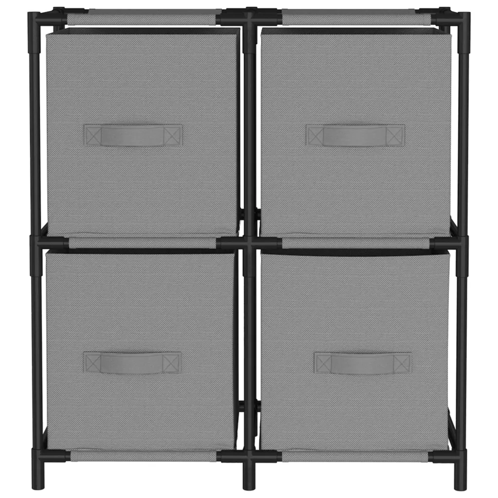 Armadietto con 4 Cesti in Tessuto Grigio 63x30x71 cm Acciaio 337255
