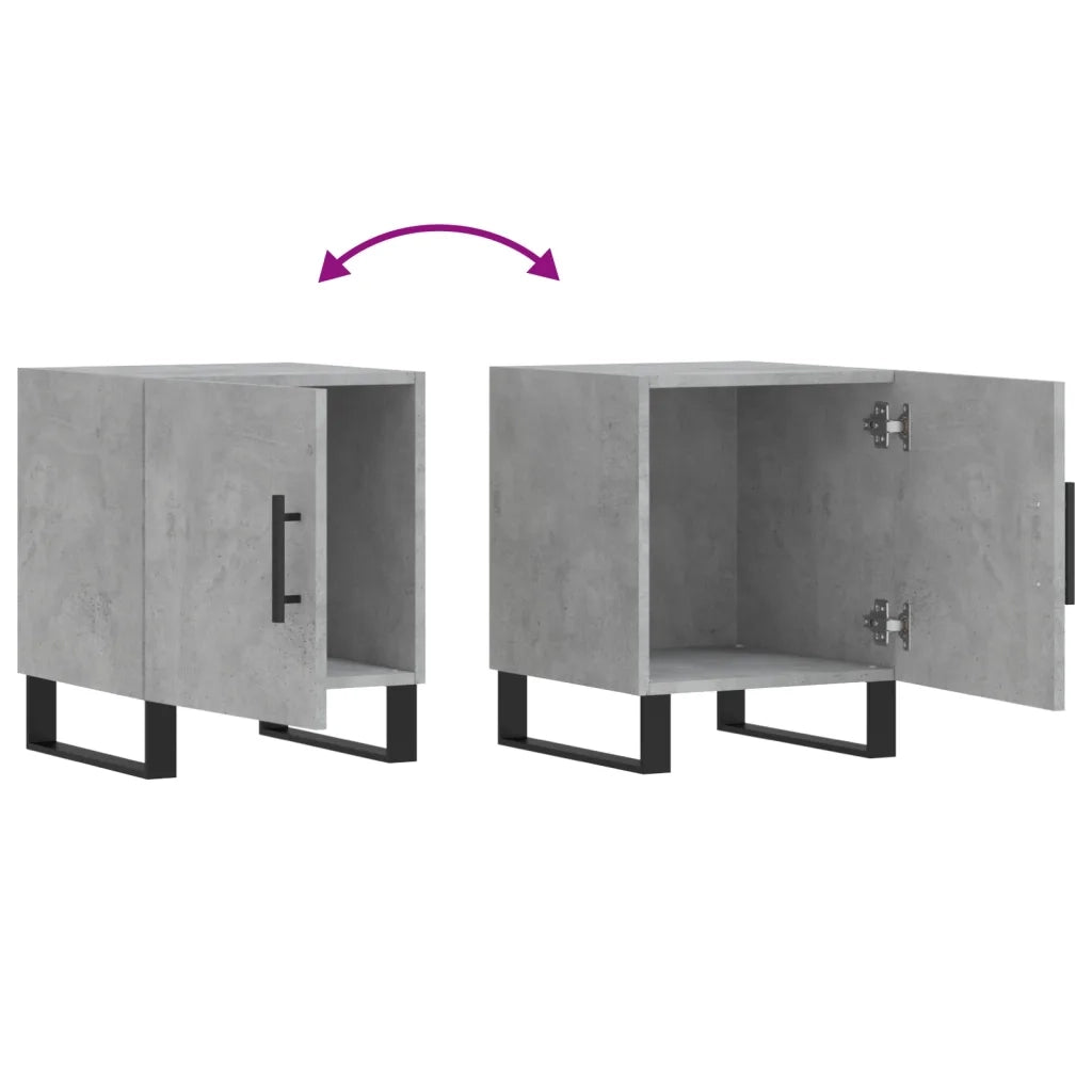 Set di 2 Comodini | Armadio da Notte | Mobiletto da notte Grigio Cemento 40x40x50 cm in Legno Multistrato