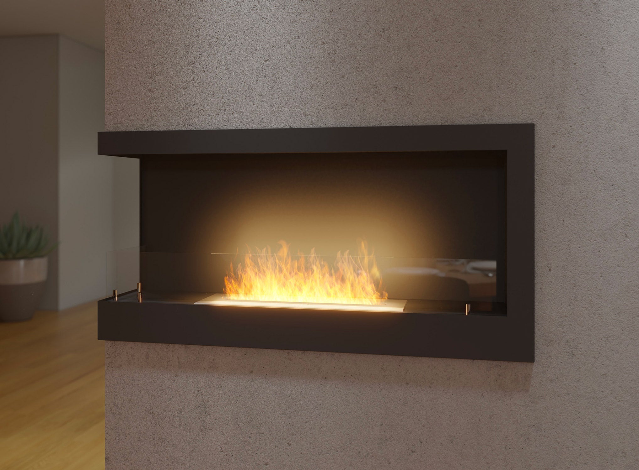 Camino a Bioetanolo da Incasso 90x45 cm Corner 900 Left Sinistro Nero