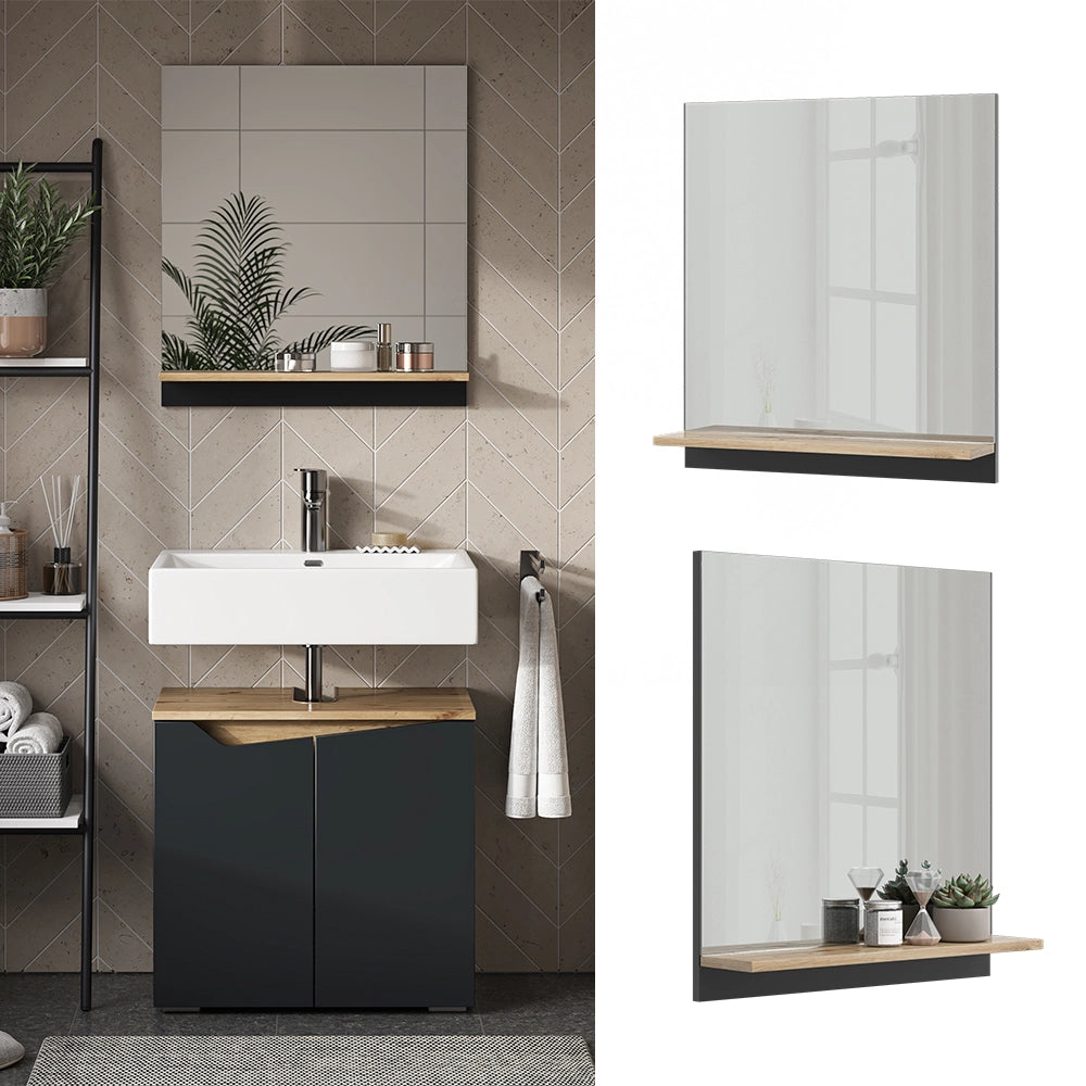 Vicco Specchio contenitore bagno Antracite 60 x 67 cm con ripiano