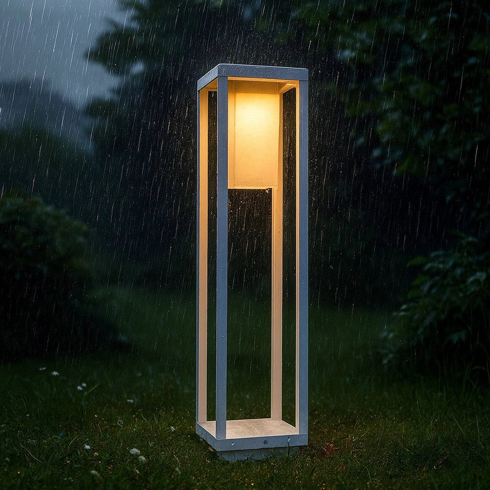 Lampioncino LED da Giardino Bianco E27 IP65 60 cm | Paletto Luminoso Moderno per Esterni, Alluminio, Attacco E27, Vialetti e Percorsi