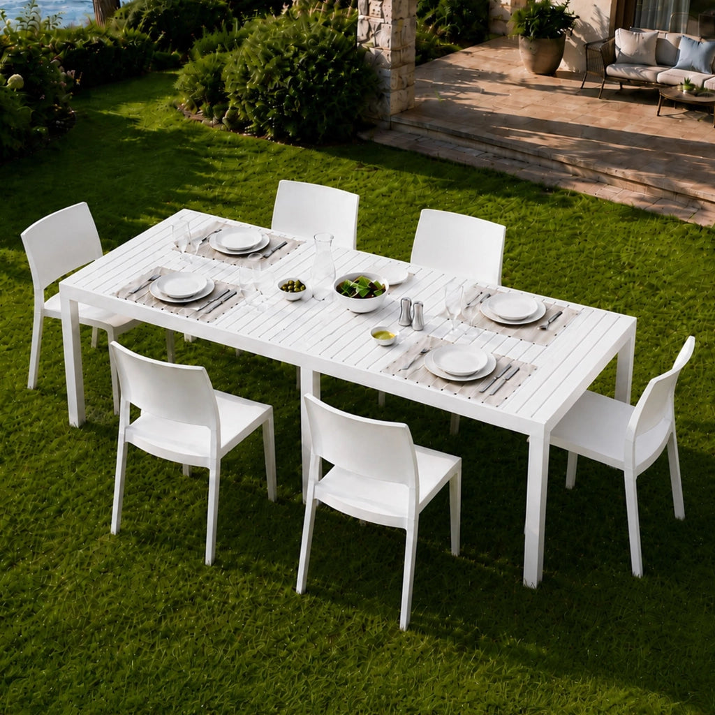 Salottino Outdoor Masetanno, set Salotto da Esterno 6 Posti Made in Italy, Bianco