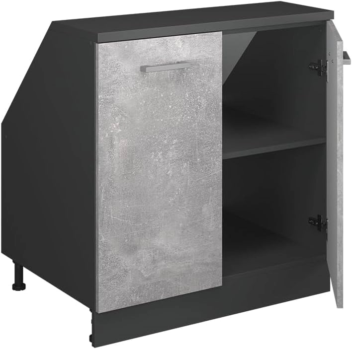Mobile sottotetto Rion, Calcestruzzo, 80 x 81.6 cm con 2 porte, carcassa 60 cm profondità, adatto per il salvaspazio sotto tetti spioventi