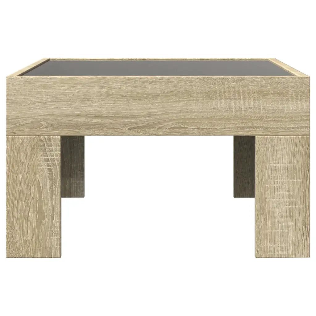 Tavolino da Salotto con LED Infinity-Tavolino da soggiorno Rovere Sonoma 50x50x30 cm
