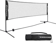 Rete da badminton da 5 metri con paline regolabili in altezza - set portatile per tennis e beach volley - nero