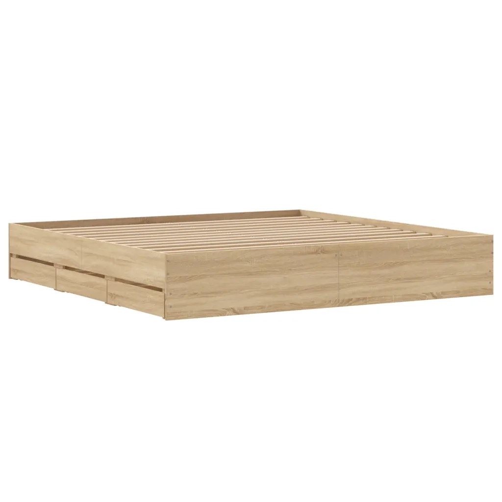 Giroletto Cassetti Rovere Sonoma 180x200 cm Legno Multistrato 3207254