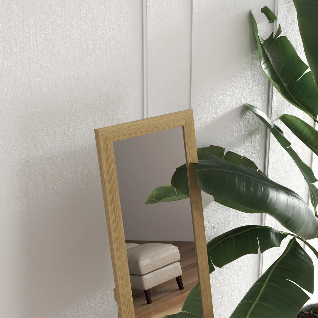 Specchio a Parete 37x155 cm con Cornice in Legno Rovere ¨C Zephmum ¨C Forma Rettangolare