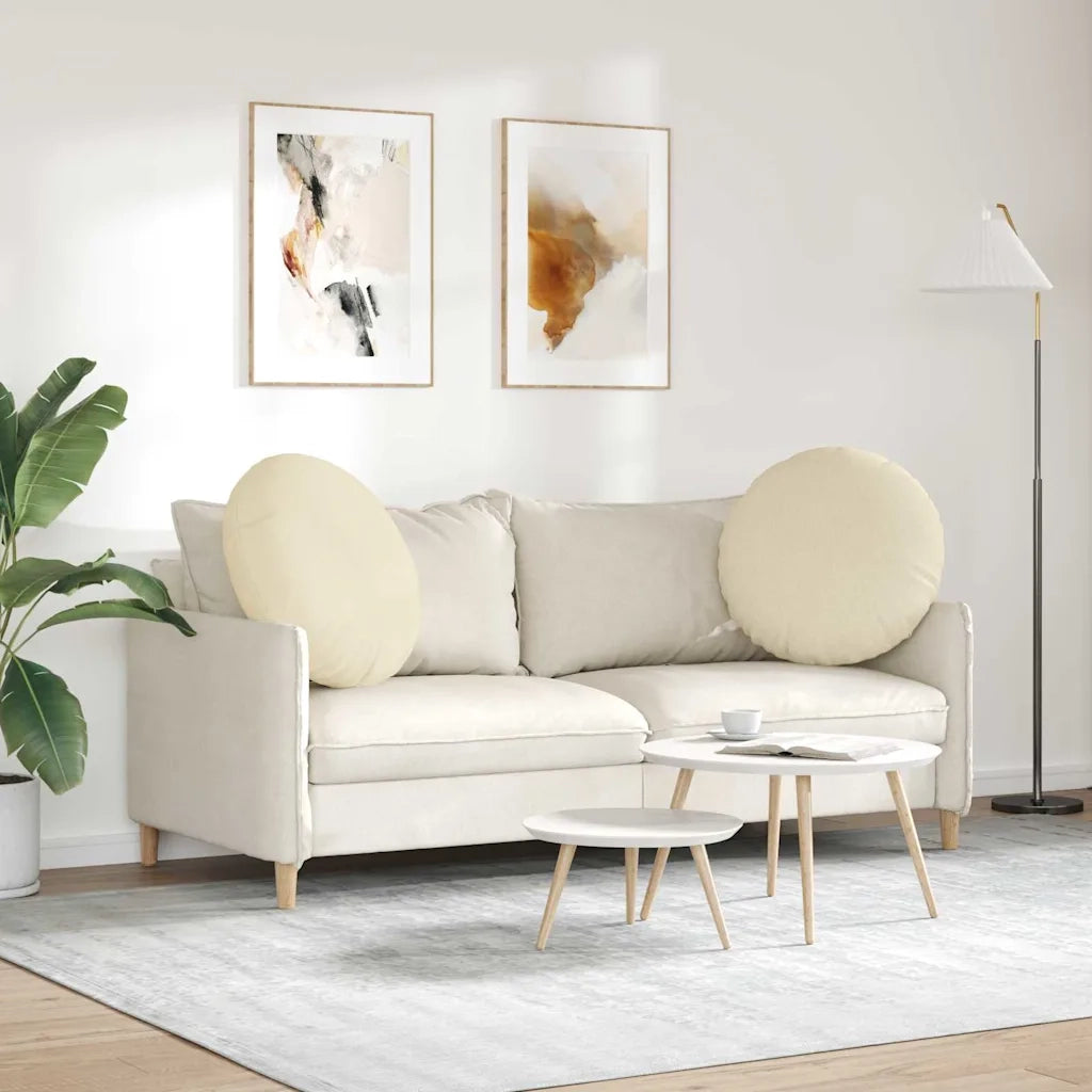 Cuscini per Seduta 2 pcs Crema Ø80 x 29 cm Tessuto