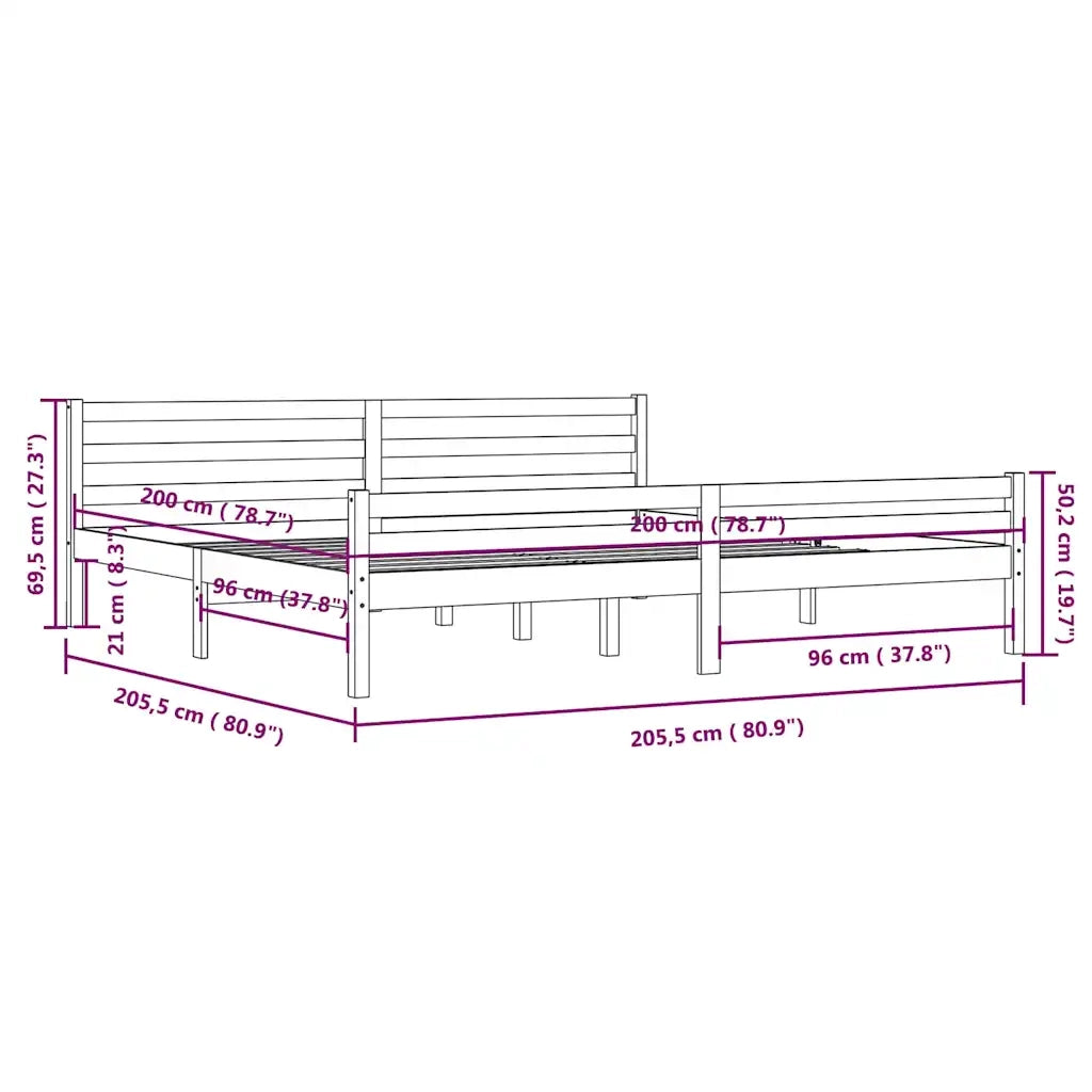 Giroletto senza Materasso in Legno Massello 200x200 cm 814839