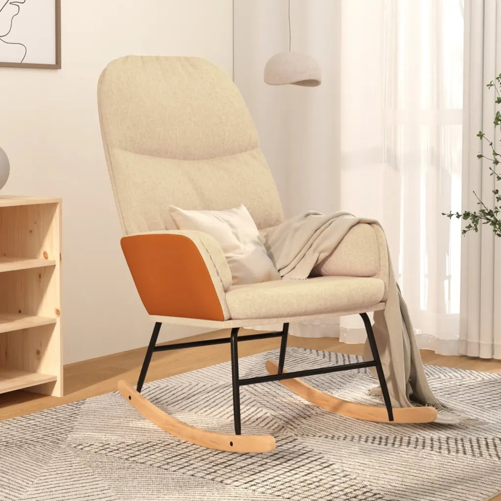 Sedia a Dondolo Crema in Tessuto CFW4314154