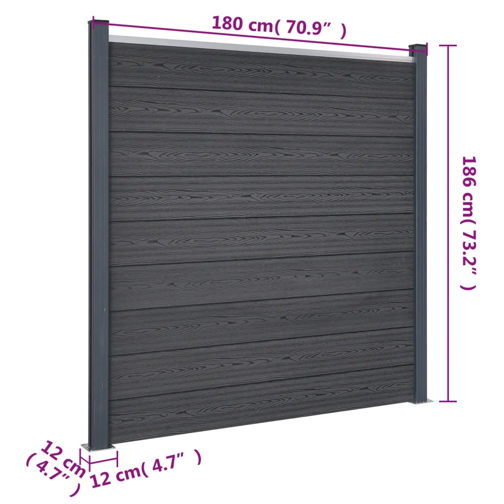 Set Pannello di Recinzione Grigio 180x186 cm in WPC 3211827