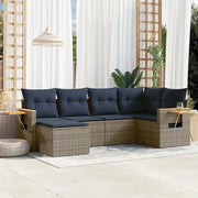 Set Divano da Giardino 6 pz con Cuscini Grigio in Polyrattan