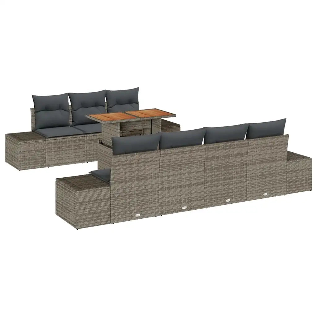 Set da Pranzo per Giardino con cuscino 8 pcs Grigio e Marrone 3349922
