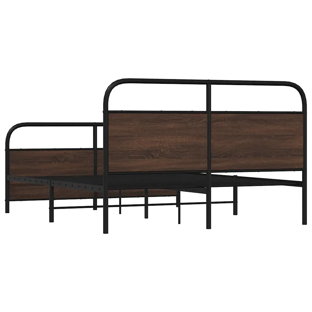 Giroletto senza Materasso in Metallo-Struttura Letto Rovere Marrone 150x200 cm 286033