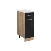 Mobiletto base per cucina R-Line Nero lucido/Rovere dorato 30 cm PL Marmo Vicco