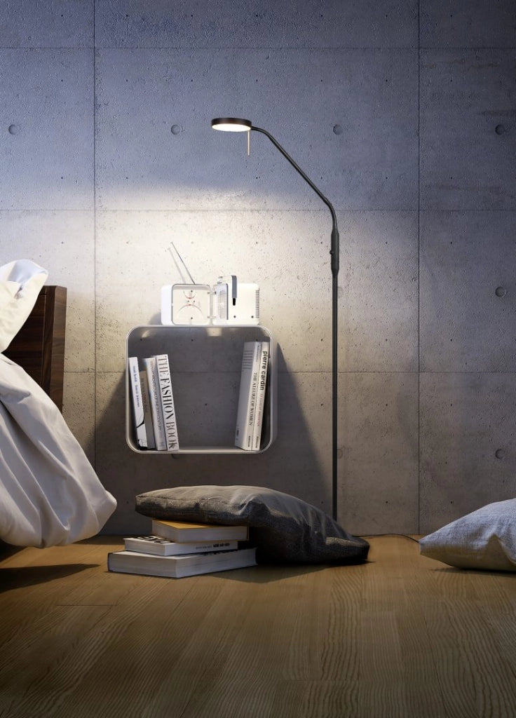 Piantana LED, metallo, nero opaco, 25x145x50 cm, Monza