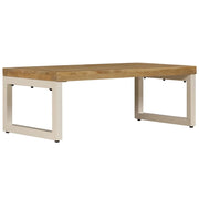 Tavolino da Salotto 100x50x35 cm Legno Massello Mango e Acciaio 247339