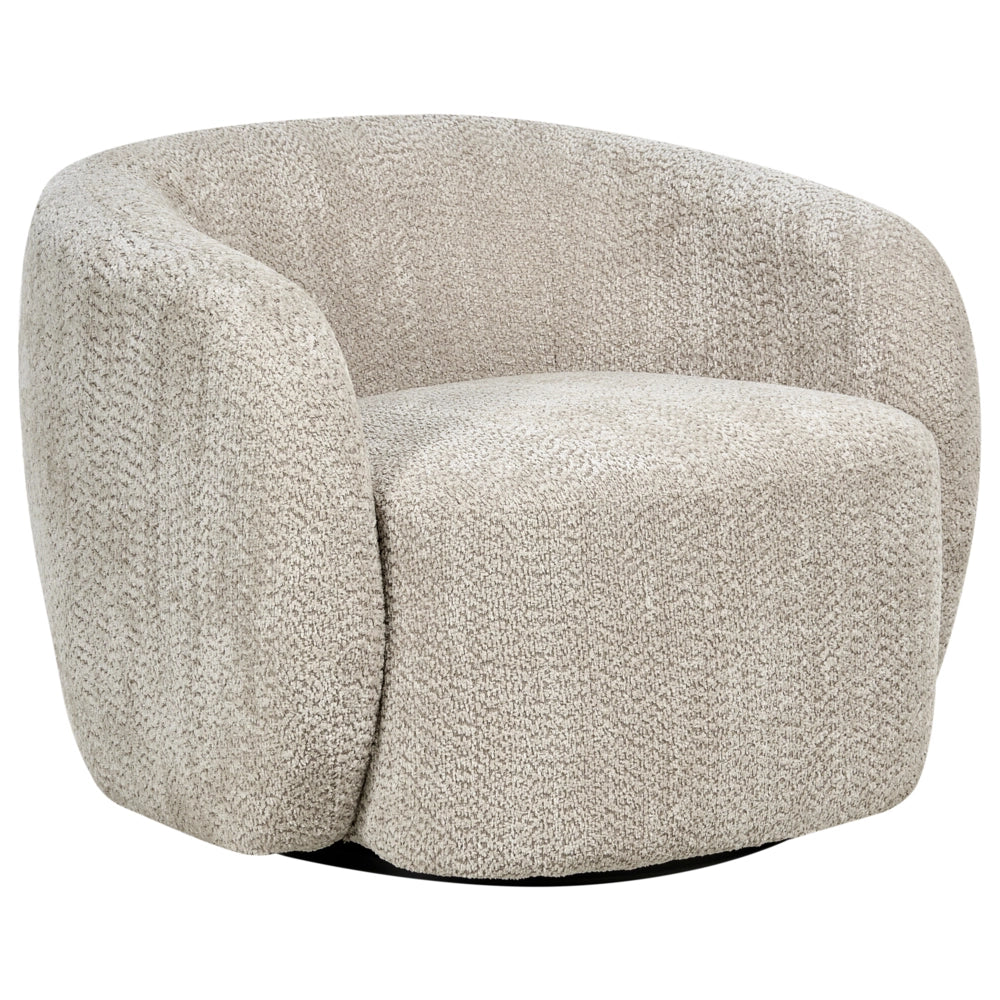 Poltrona girevole moderna Imbottitura in poliestere con braccioli Seduta ampia Soggiorno Beige