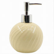 Trade Shop - Dispenser Porta Sapone Liquido Sferico Ceramica Rigata Gialla Arredo Bagno 79960 -