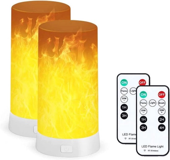 Due pezzi di Lampada a LED Fiamma - Ricarica USB - Impermeabile Dimmabile con Comando a Distanza e Timer - Candele a LED senza Fiamma per Casa Festa Giardino Campeggio