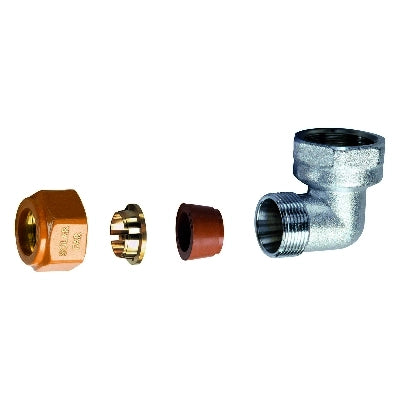 GOMITO FEMMINA COMPLETO DI KIT DI TENUTA PER IMPIANTI SOLARI- 3/4 - Diam. 18- FAR- pezzi 1
