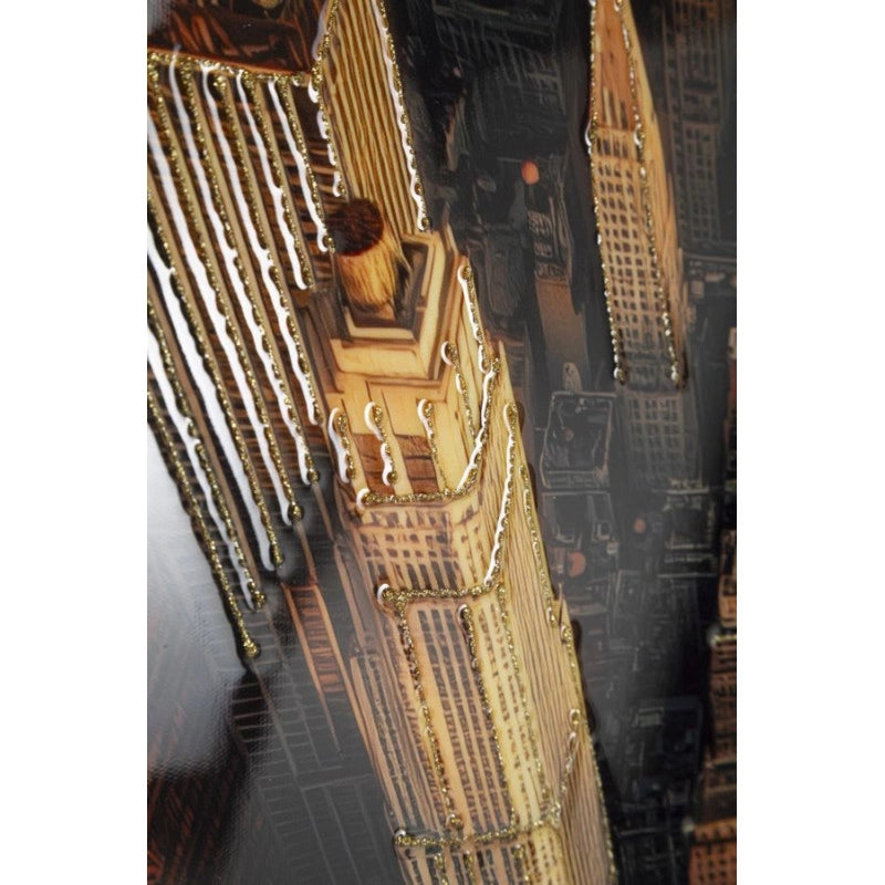 Stampa Su Tela Laccata New York Con Cornice -a- cm 72x4x102
