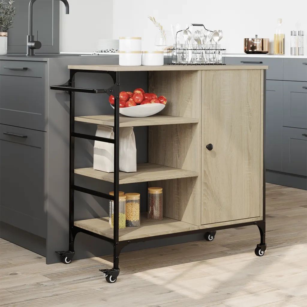 Carrello da Cucina-Scaffale per Cucina Rovere Sonoma 87,5x38,5x84,5 cm Multistrato