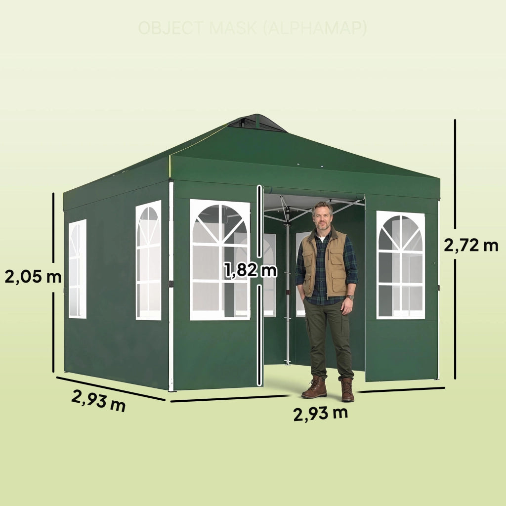 Tenda da Giardino Pieghevole 3x3 m ¨C Zephmum ¨C Verde con UPF50+ 4 Laterali e Borsa