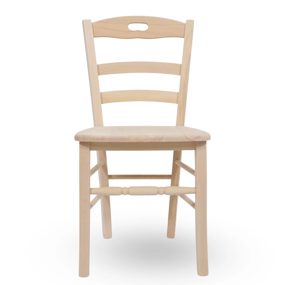 Sedia da sala da pranzo Loris in legno grezzo da dipingere con seduta massello