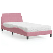 Letto con Materasso Rosa 100x200 cm in Velluto