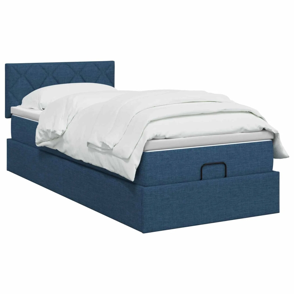 Letto ottomano con materasso Blu 100 x 200 cm Tessuto 3456391