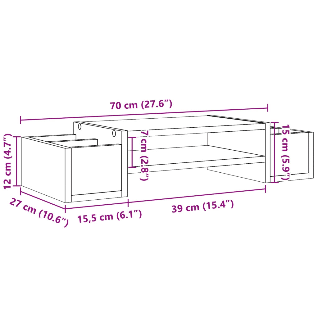 Supporto Monitor con Contenitore Marrone 70x27x15 cm Truciolato CFW5944132