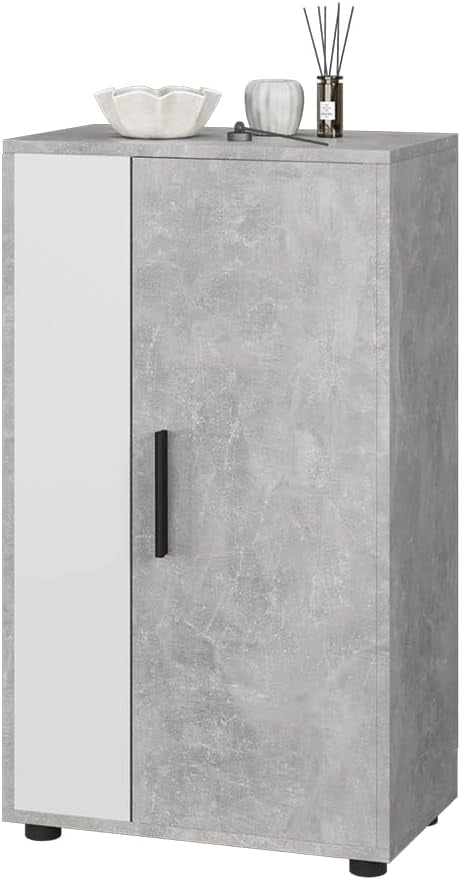 Credenza Berno, Cemento/Bianco, 50.1 x 87.3 cm con 2 scomparti