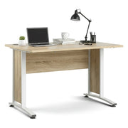 Scrivania Amigos, Scrittoio multiuso, Tavolo per ufficio porta PC, Piano di lavoro, 120x80 h75 cm, Quercia e Bianco