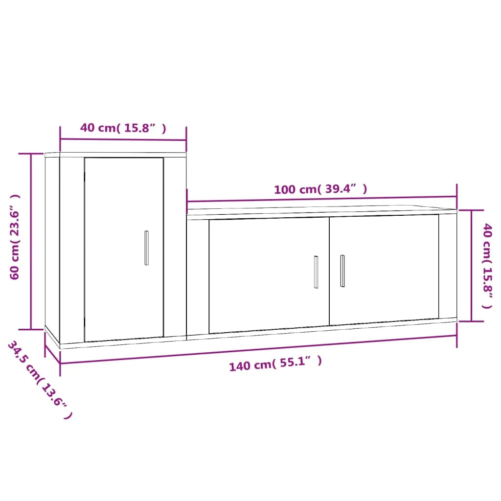 Set di mobili da 2 pezzi comprensivo di armadio credenza mobile TV soggiorno/camera da letto salotto rovere affumicato legno marrone ingegnerizzato 02_0024431