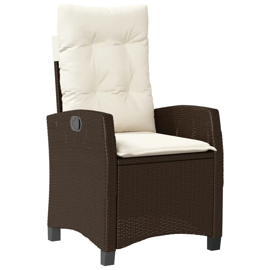 Set da Pranzo da Giardino 7pz con Cuscini in Polyrattan Marrone