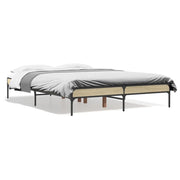 Letto matrimoniale | Letto per adulti | Giroletto Rovere Sonoma 140x190 cm in Legno Multistrato Metallo