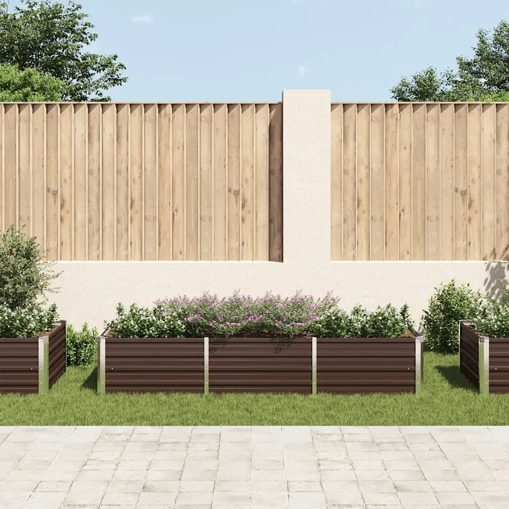Letto Rialzato Giardino Marrone 240x80x45 cm in Acciaio Zincato 45714