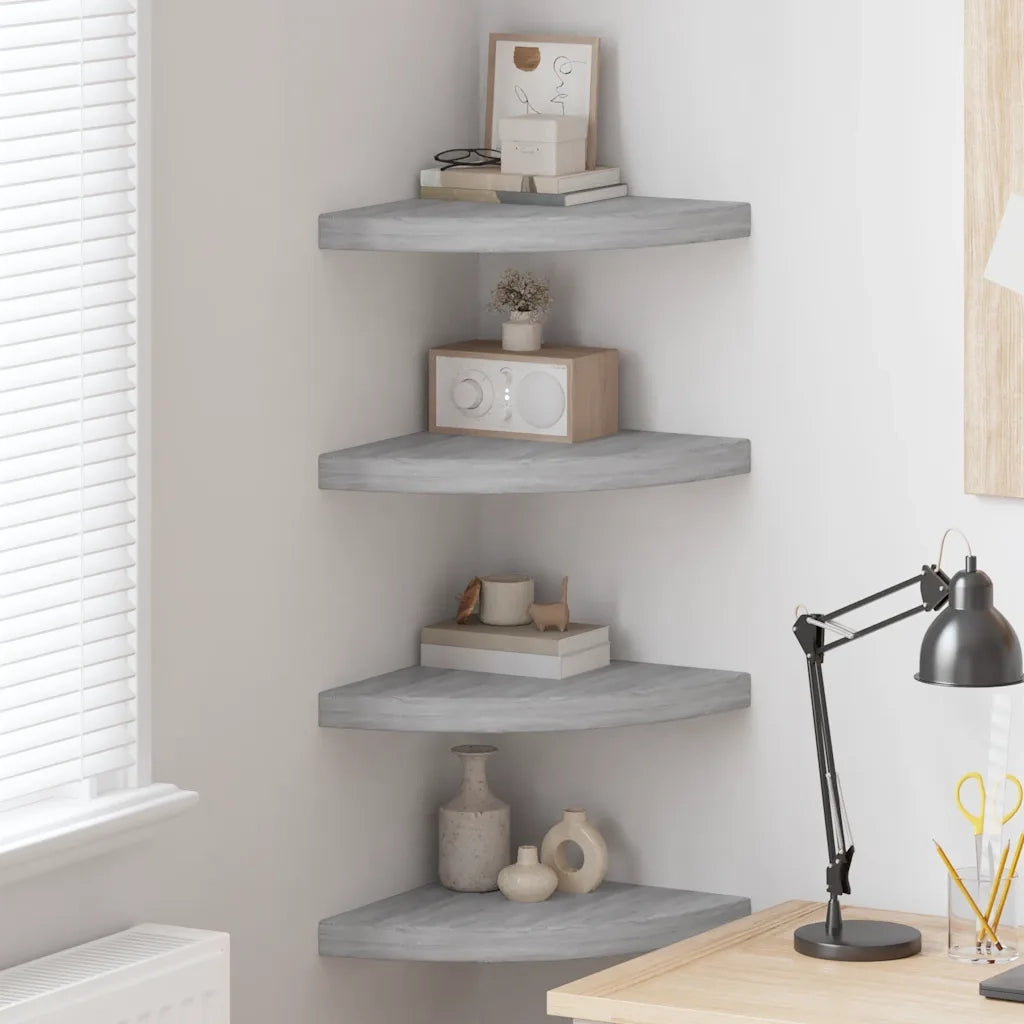 Mensole Angolari 4 pz Grigio Cemento 35x35x3,8 cm in MDF cod mxl 40318