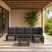 Set Divano da Giardino 6 pz Grigio polyrattan 3436454