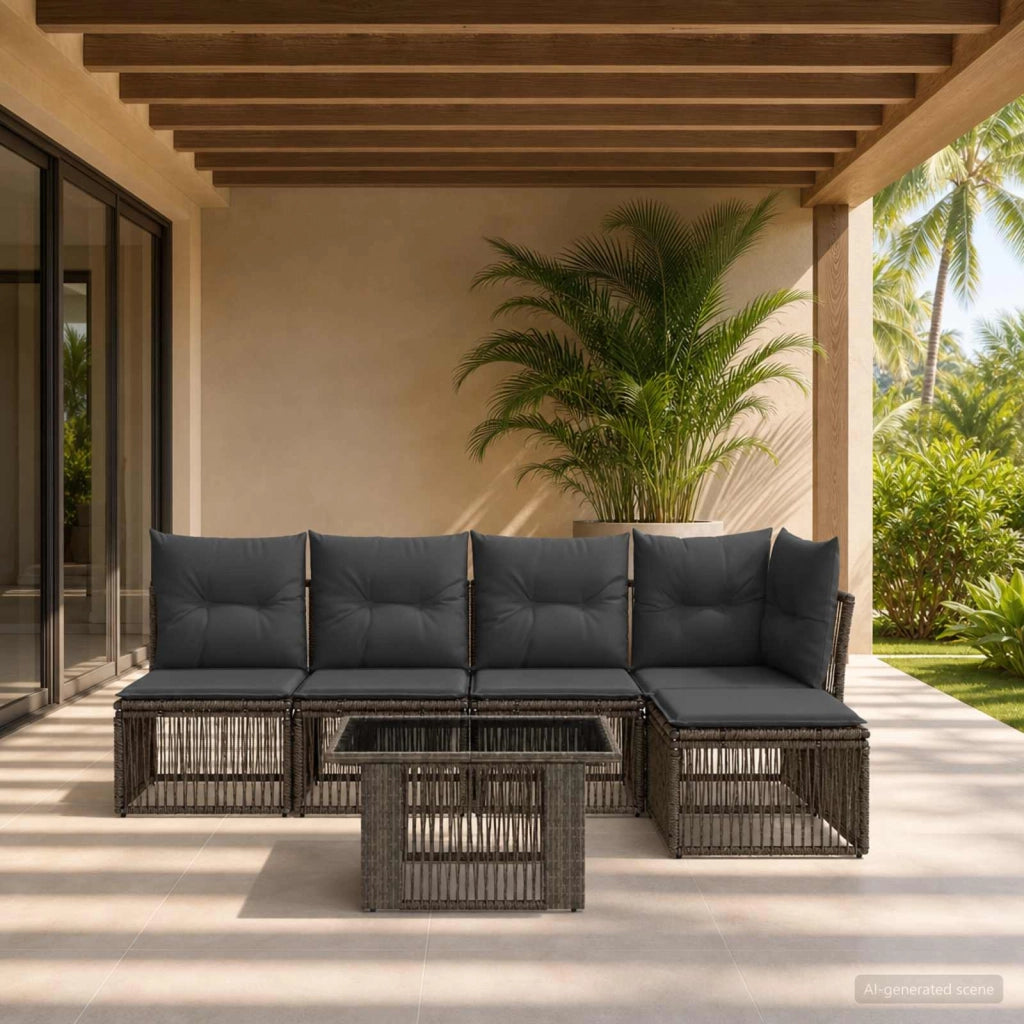 Set Divano da Giardino 6 pz Grigio polyrattan 3436454