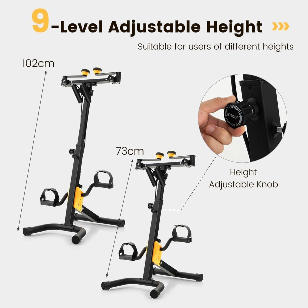 Cyclette da Casa, Pedaliera per Anziani, Pedaliera Riabilitazione per Braccia e Gambe, Altezza e Livelli di Resistenza Regolabili, Cyclette da Allenamento con Cuscinetti Antiscivolo