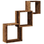 Mensole Cubo Parete | Mensola sospesa Legno Antico 68x15x68 cm Legno Multistrato