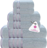 Set di asciugamani da bagno in lino - 600 g/m² - Confezione da 6 - Cotone extrafine - Varie colorazioni