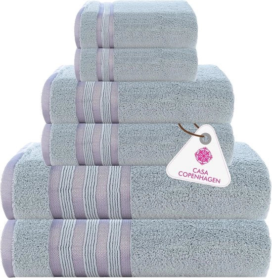 Set di asciugamani da bagno in lino - 600 g/m² - Confezione da 6 - Cotone extrafine - Varie colorazioni