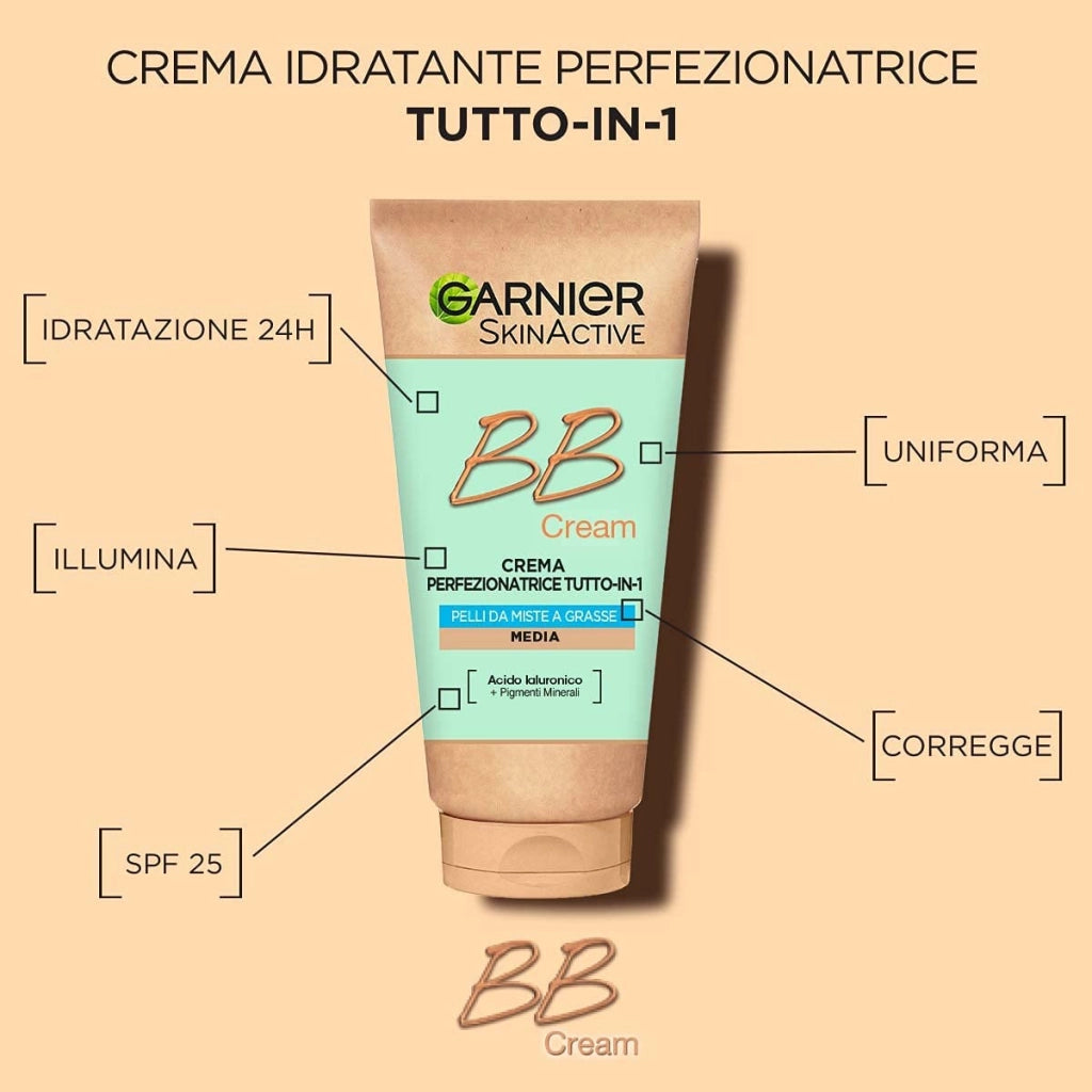 GARNIER BB CREAM ALL ' ALOE VERA OPACIZZANTE PER PELLI MISTE O GRASSE 50 ML